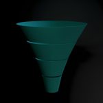 A teal funnel with four stacked segments against a black background b2b sales funnel, qualified leads, pipeline