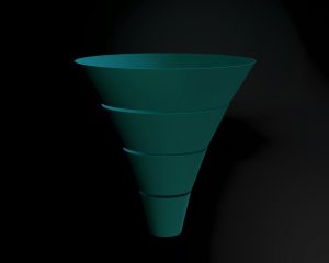 A teal funnel with four stacked segments against a black background b2b sales funnel, qualified leads, pipeline