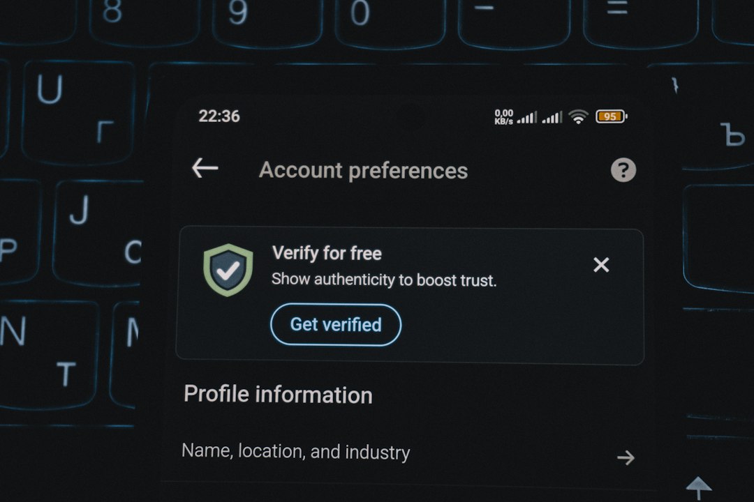 Account preferences screen with verification prompt personal data profile, address search, privacy risk
