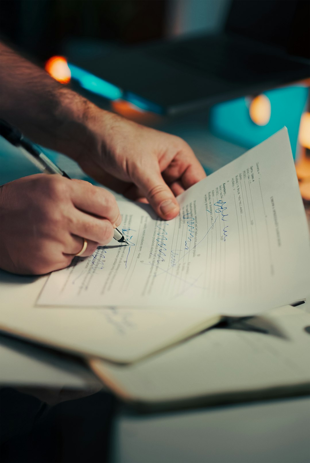 Man signing a document with a pen sole proprietor, limited liability company, business paperwork