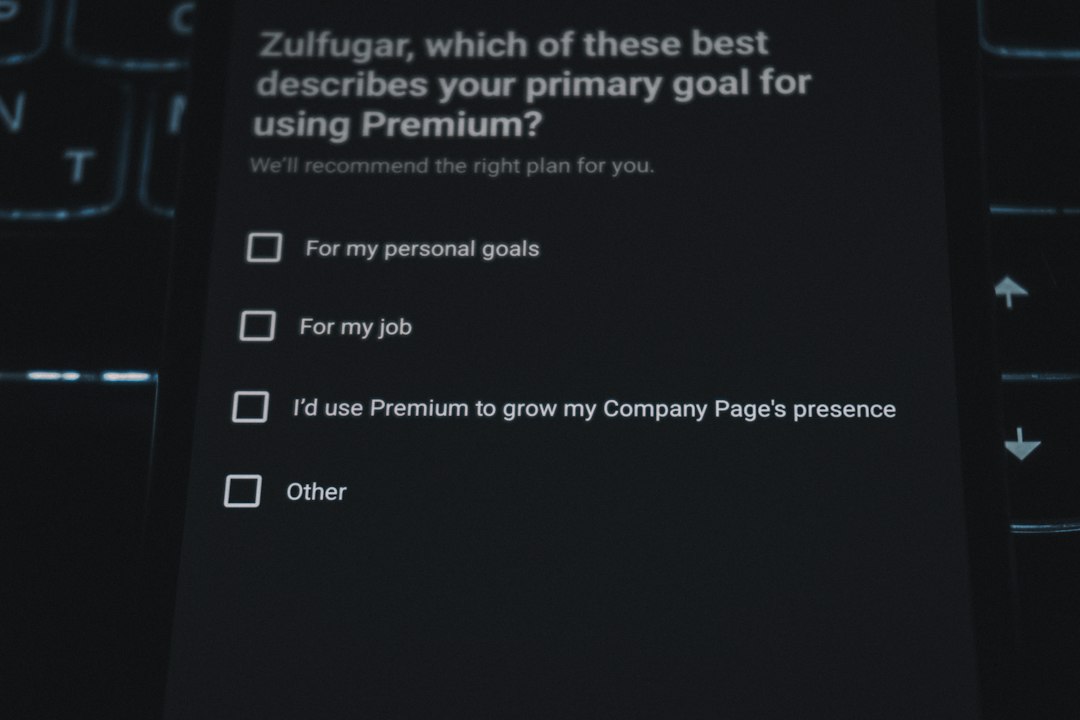 Survey asking about premium subscription goals email signup form, consent checkbox, privacy notice