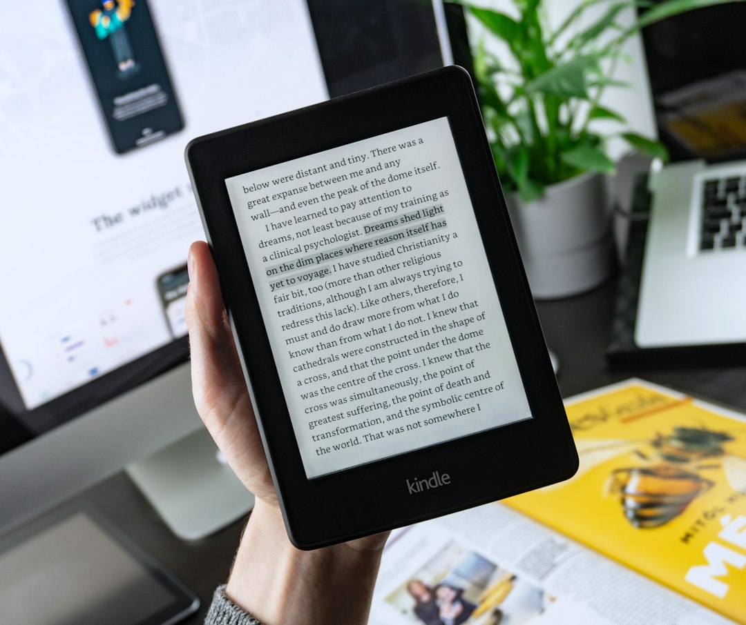 turned-on Kindle tablet email template, subscriber list, ebook download